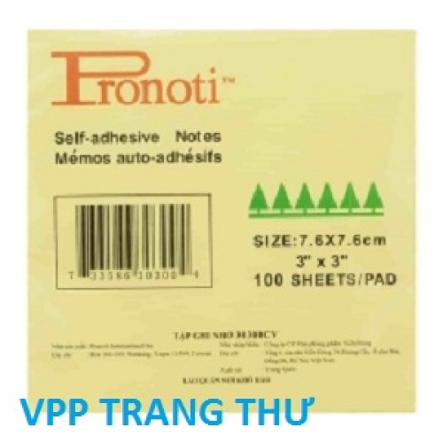 Giấy note vàng 3x3 Pronoti 7,6cmx7,6cm